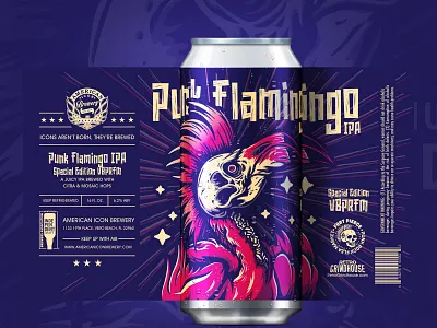 Punk Flamingo IPA Beer Can Label beer beer can brand branding can illustration label print