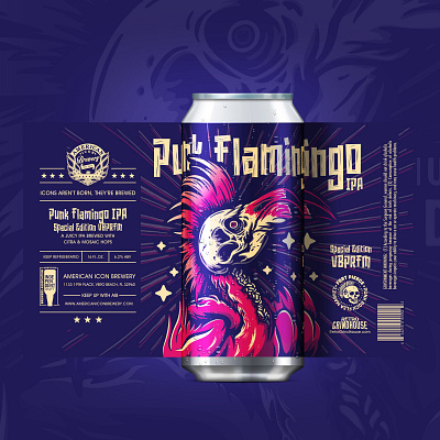 Punk Flamingo IPA Beer Can Label beer beer can brand branding can illustration label print