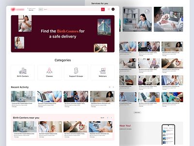 Birth Center Services Landing Page Website birth center doctor landing page medical ui uiux website