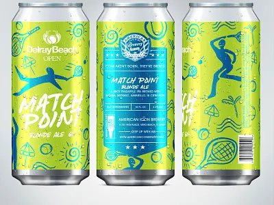 Delray Beach Open Beer Can Label beer beer can brand branding design illustration logo print tennis