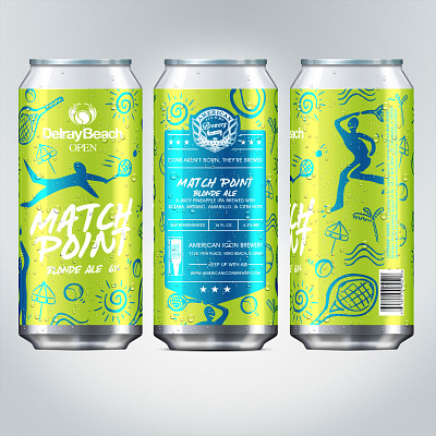 Delray Beach Open Beer Can Label beer beer can brand branding design illustration logo print tennis