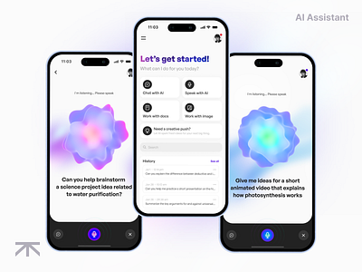 AI Assistant — Voice-first Interface for Creative Thinking aiassistant aidesign boldtypography chatui design designsystem figma figmadesign mobileux neubrutalism smartassistant softinterface ui uxmotion voiceui