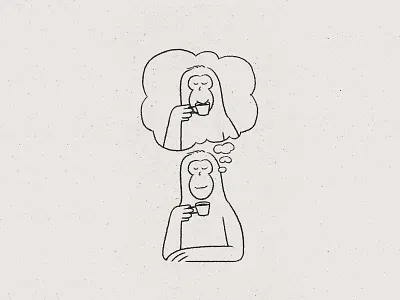 More coffee black brush cafe character character design chimp coffee design draw graphic design handbrush illustration illustrator line minimalist monkey photoshop sober texture traditional