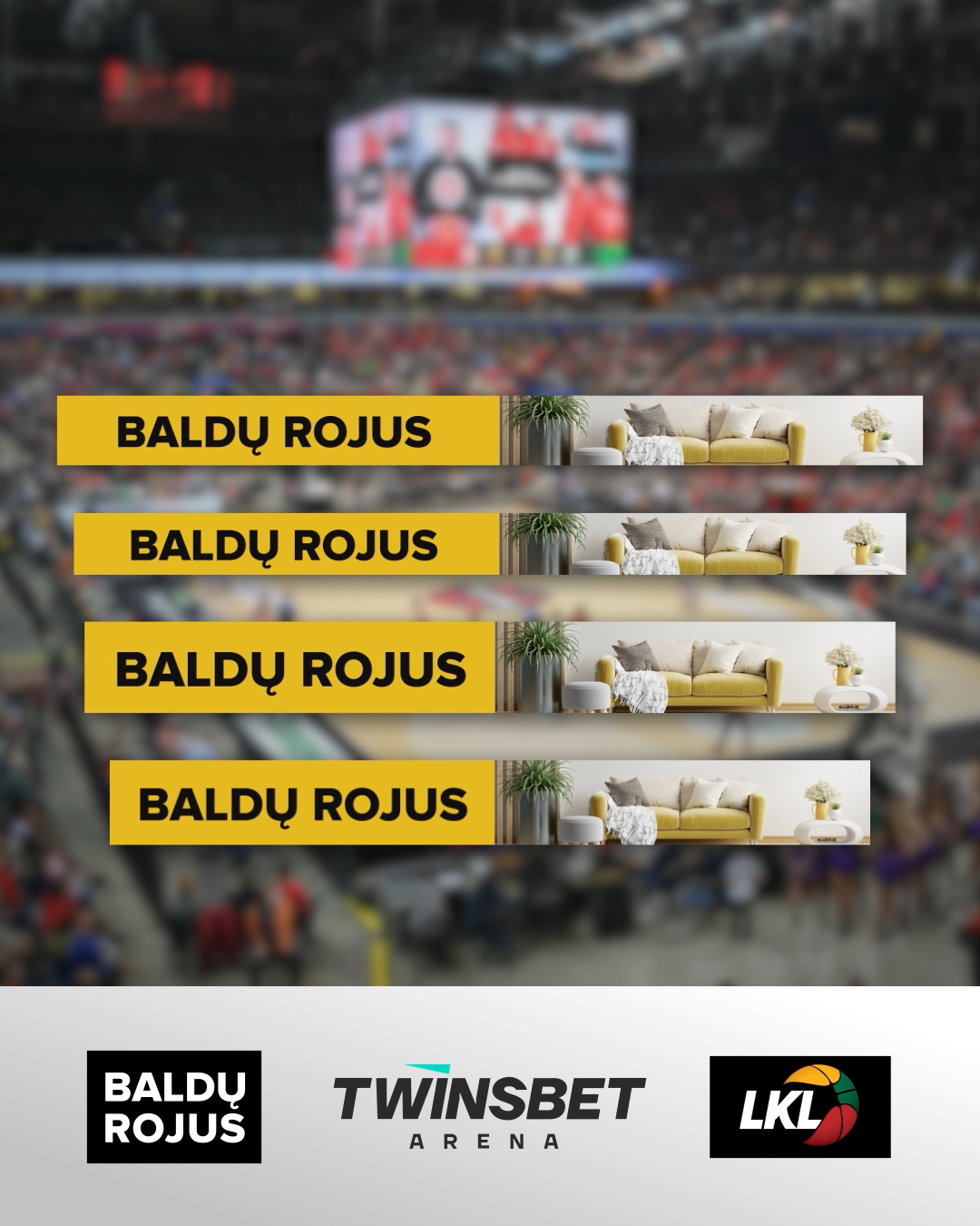 Baldų Rojus: Banners for Vilnius Twinsbet Arena animation baldų rojus banners basketball arena inside banners morphing motion graphics nba text animation vilnius
