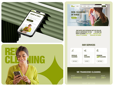 REM.Cleaning / Website branding cleaning design dubai emirates graphic design green logo minimal servies symbol typography uae ui wordmark
