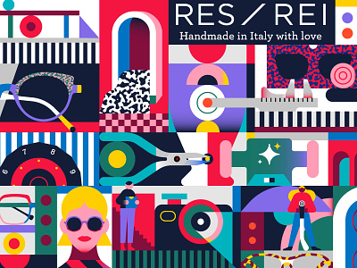 RES REI bold colorful design eyeglasses graphic graphic design handmade illustration italian popart process