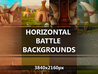 Orc Lands Horizontal Battle Backgrounds 2d art asset assets background backgrounds battleground battlegrounds fantasy game game assets gamedev horizontal illustration indie indie game land landscape rpg set