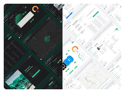 Key Screens for Fleet Management Web App (Maps, Profiles, Metric color palette design fleet app fleet management graphic design graphs management app map design metrics profile design screens designs truck ui ui design user interface ux ux design web app interface white and black themes
