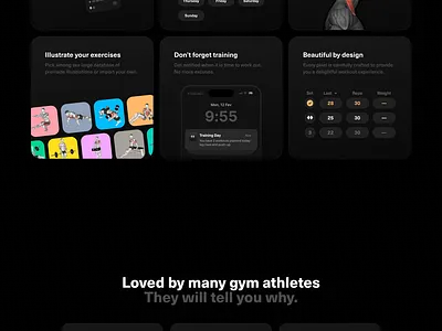 Landing page for Pantakala, a workout tracking app. above the fold app bento bento grid dark design faq features figma fitness footer hero illustrations landing landing page mobile app testimonials tracker ui ux
