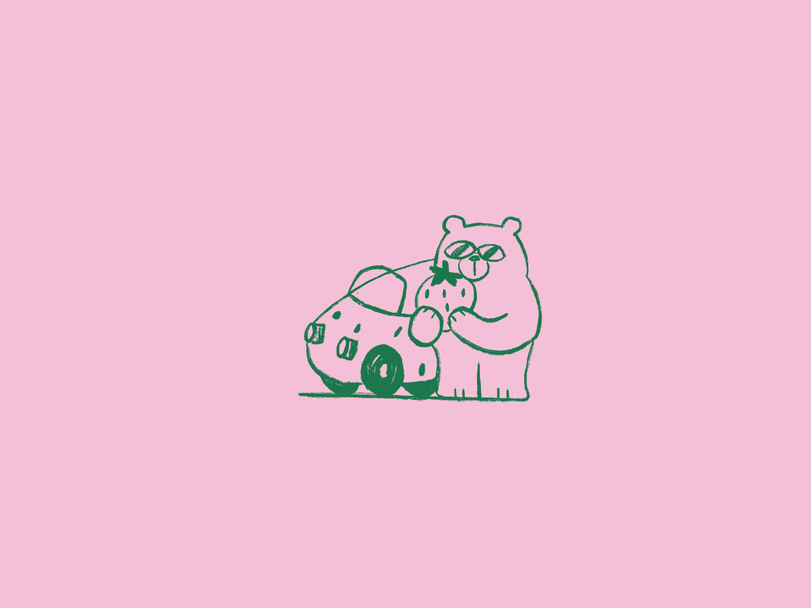 Fresin, The Bear animation bear car cartoon character cute driving frame by frame frame to frame gif illustration loop strawberry