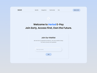 BAZAAR Waitlist - Herlod Platform crypto e pay fiat finance landing page waitlist