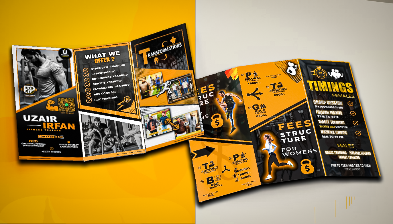 THE BODY PROJECT | ADVERTISING BROCHURE | REKNEWED > advertisement brand identitiy design brochure design campaign design color theme fitness flyers graphic design high quality design mockup design motion graphics pumphlette social media design the body project trending design trifold
