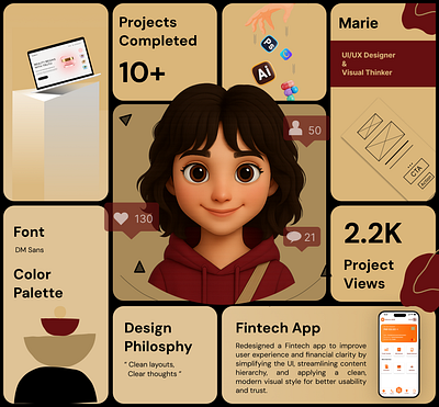 Bento Board 3delements bentogrids branding cleanui figma illustration landingpage portfolio ui uidesign