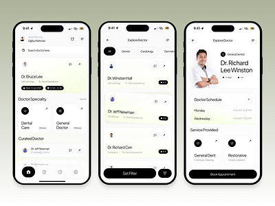 Doclite - Healthcare Mobile App for Patient app appointment booking doctor find health healthcare hospital medical minimalist mobile mobile app modern patient schedule search ui ui design ux wellness