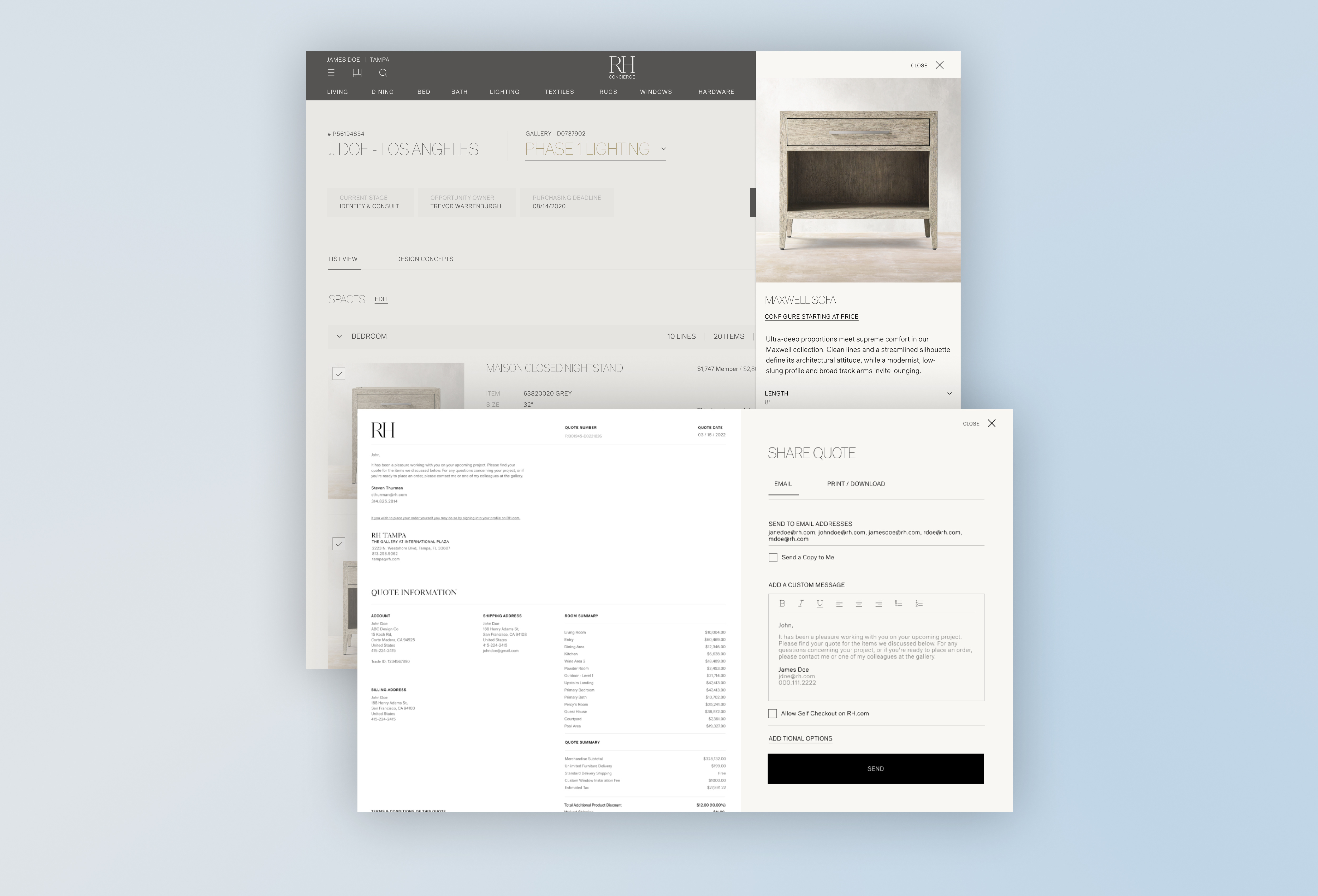 Example of RH.com (Restoration Hardware) Concierge Platform Redesign