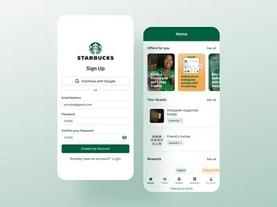 Rewards Platform - Mobile App clean design gamification home screen interface design login login screen loyalty loyalty app mobile ui mobile ux rewards rewards app ui uidesign uxdesign white label