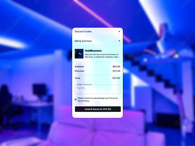 Checkout / VR checkout cyber punk design ecommerce gamer glassmorphism liquid glass web design pricing card ui ux vr web app website design