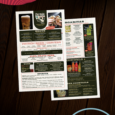 Cocktail Menu Design - Patrón Tacos & Beer 2025 bar graphic design menu menu design mexican restaurant