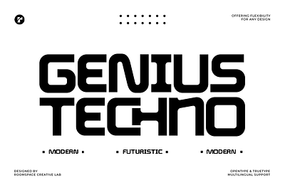 Genius Techno - Modern Futuristic ai bold branding cyber design digital display font futuristic geometric logo magazine modern packing sas serif start up techno typography ui virtual