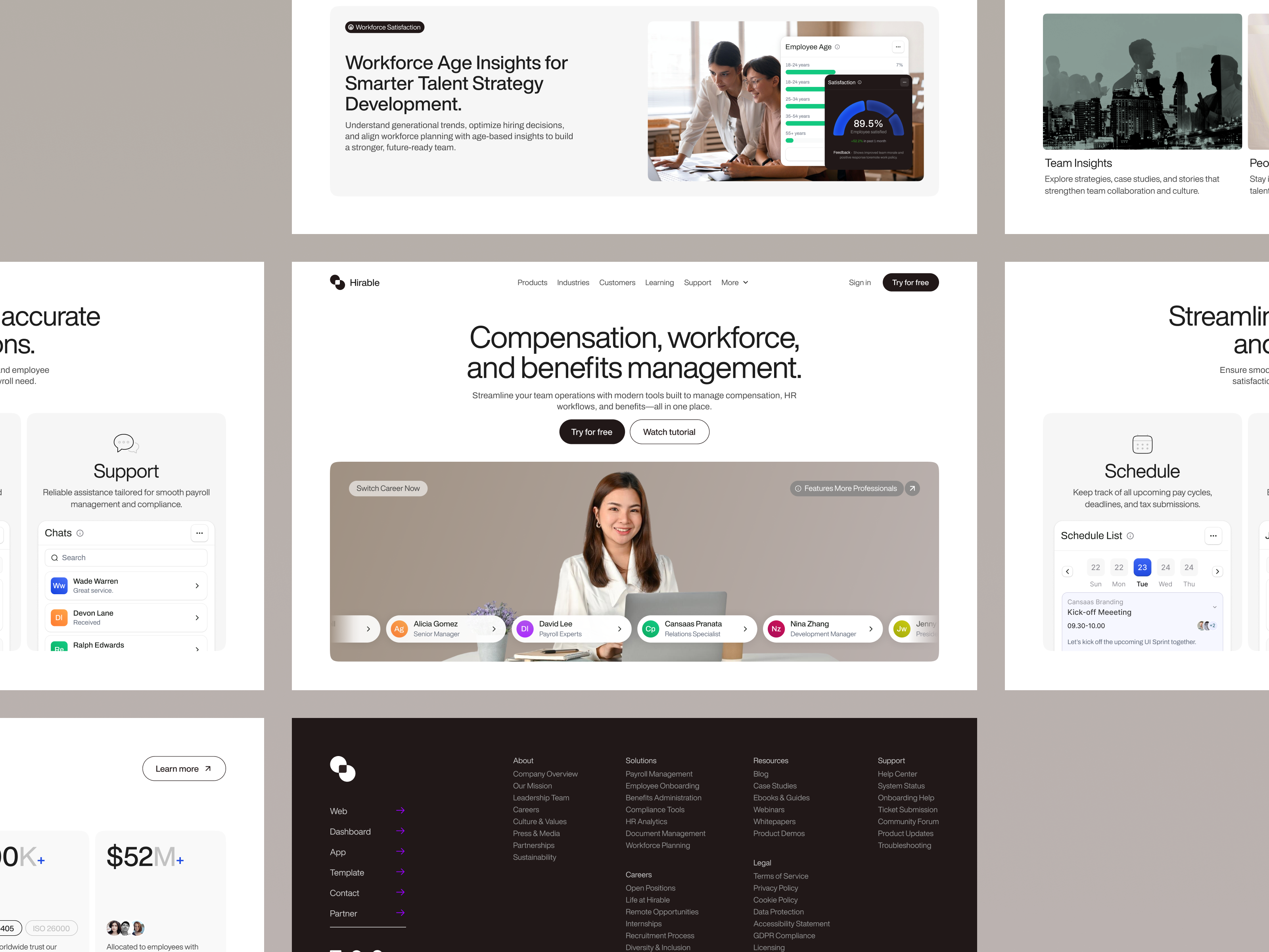 Hirable - HR Management Landing Page app cansaas clean design hr hr landing page hr management human resources app landing landing page modern payroll management saas ui ux web web design website