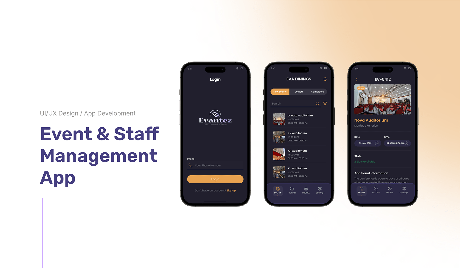 Event & Staff Management App app event management qr based staff management tracking ui user experience