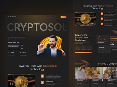 Blockchain & Crypto Payment Solutions Landing Page 3d crypto dark dashboard defi design digital fintech futuristic landing motion spline trading wallet website www