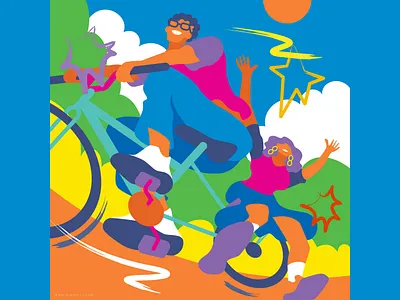 Bike Ride bike happy illustration man ride summer woman