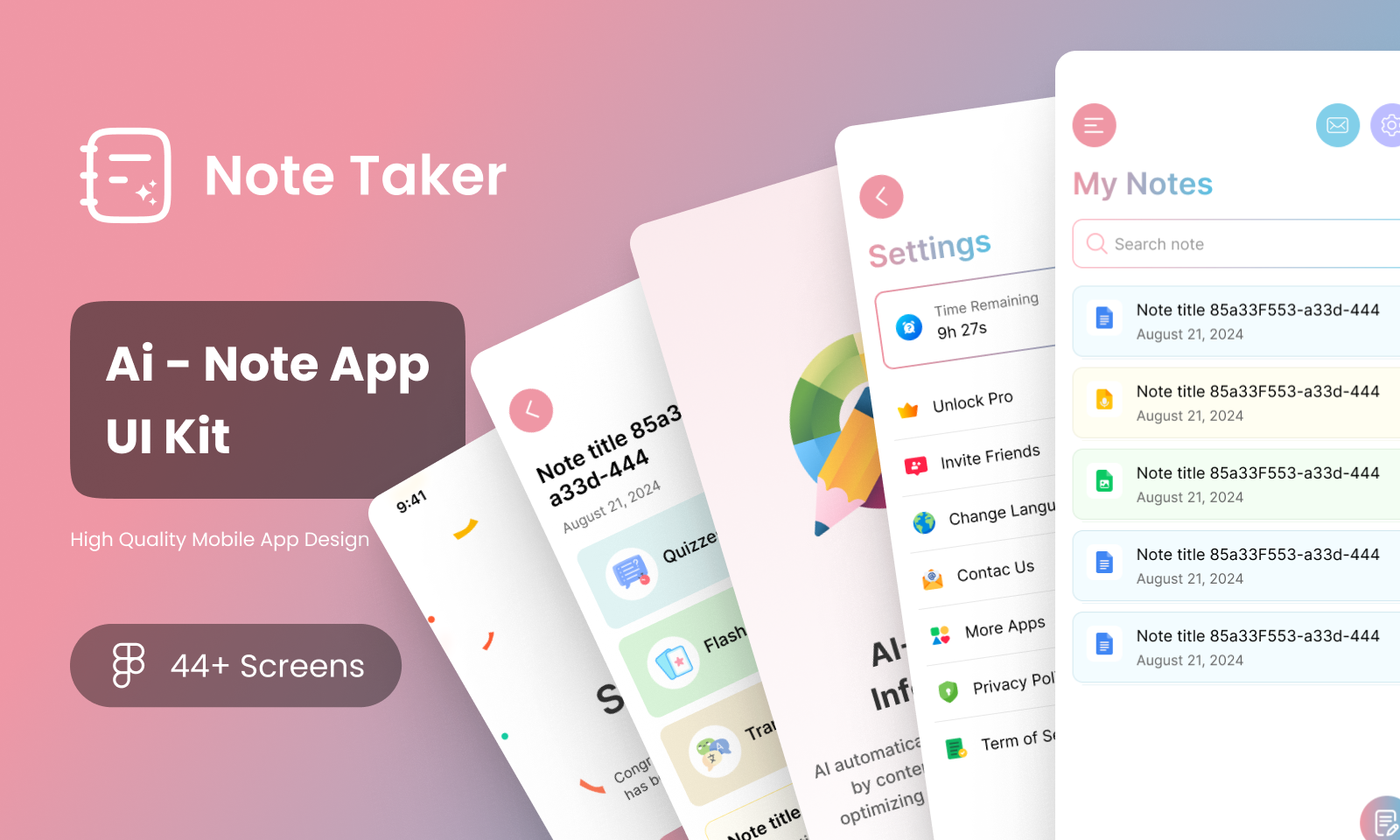 Note Taker - Ai Note App UI Kit ai note figma mobile app note note taker