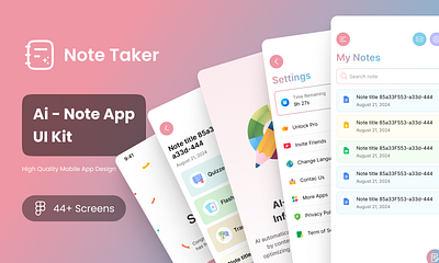 Note Taker - Ai Note App UI Kit ai note figma mobile app note note taker
