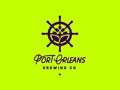 Port Orleans BC – Brewery ( v2 ) beer brand branding brewery compass design graphic design helm hop illustration logo mark new orleans port star vector wheat wheel