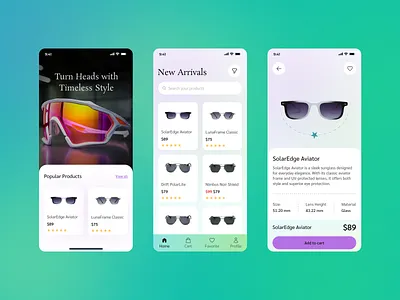 E-Commerce App Concept e commerece ecommerce ecommercedesign fashion fashion app ui fashionapp sunglassapp