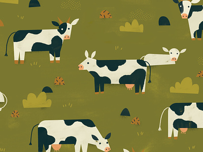 I herd you wanted a cow illustration. art art licensing brand illustrations cattle cow farm flat geometric illustration pattern ranch shapes surface pattern texture vector