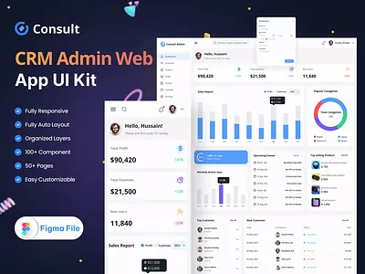 CRM Admin Web App UI Kit admin admin panel crm dashboard figma design ui ui design ui kit ui kits uihut web app web ui