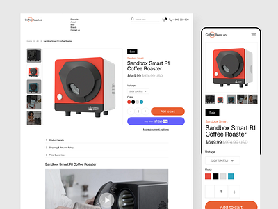 eCommerce - Product Page Redesign aerodesign coffee machine coffee shop coffee website design ecommerce industry ecommerce product page ecommerce website landingpage design minimal product page redesign ui uxui design visual design web design website website design