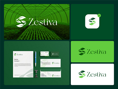 Zestiva - Natural leaf logo design for eco brand botanical branding custom logo eco brand eco logo elegant environmental graphic design green green house herbal house icon leaf logo design minimal natural logo organic logo sustainable wellness