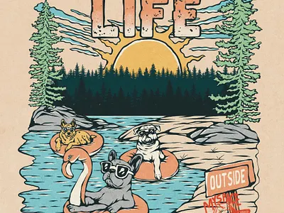 LAKE LIFE apparel badge branding clothing graphic design illustration logo nature outdoor print design product design tshirt vintage