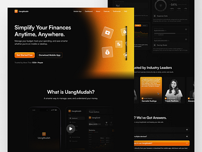 UangMudah - Money Management Website dark theme website finance landing page finance website landing page money management website ui website design