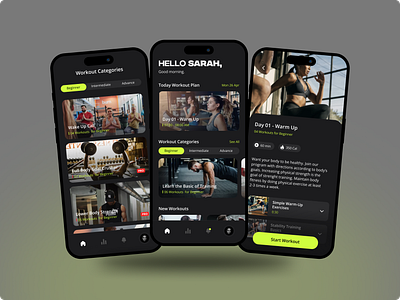 Smart Fitness App UI dailyworkout fitlife fitnessapp fitnessgoals fitnesstracker fitnessui fitnessux gymapp healthapp minimalui mobileappdesign smartfitness smartwatchui steptracker uidesign uxdesign wellnessapp