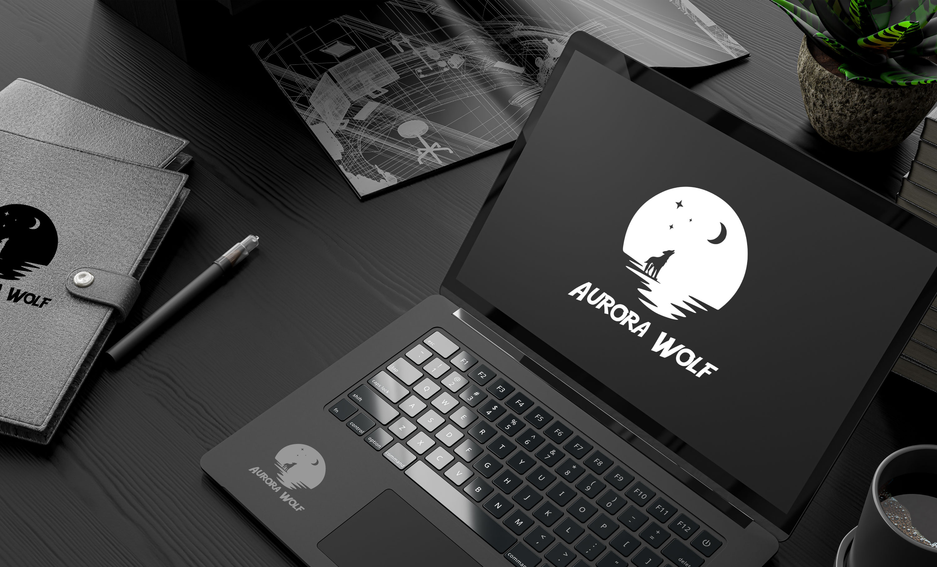 Aurora Wolf (Negative Space Logo) branding business logo company logo design graphic design logo logo design minimalist logo modern logo negative space negative space logo professional logo vector wolf wolf logo