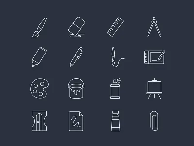 Creative Tools – Minimal Line Icon Set for Designers & Artists app art tools creative icons designer ui digital art ui drawing flat graphic tools icon design icon set iconography icons illustration line minimalist pen and brush sketch ui vector line icons