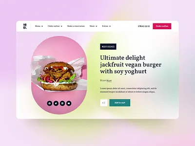 Takeaway & Food Delivery Product Page background gradient burger diner dinner ecommerce elementor food food delivery food website gradient hamburger lunch pink restaurant takeaway template ux vegan burger website wordpress