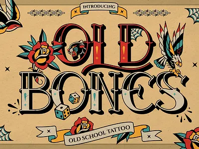 Oldbones 3d font 3d vintage font barbershop font classic tattoo font custom font custom type font font design font style free font old school font punk rock font rebellious font retro font signage font tattoo font tattoo inspired font tattoo studio font traditional tattoo font vintage display font