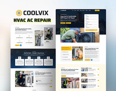 Coolvix – Air Conditioner & HVAC Repair Service Website UI/UX ac repair ai marketing aircon aircondition elementor hvac hvac repair hvac website landing page landingpage ui webdesign webiste wordpress