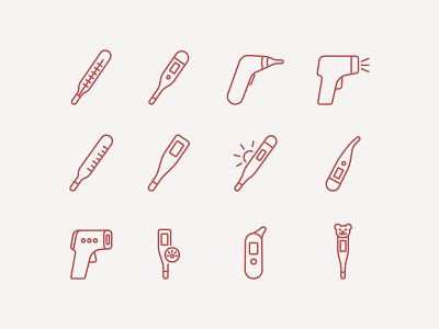 Thermometer Line Icons – Medical & Digital Styles app baby thermometer digital health editable stroke flat health app design health dashboard healthcare ui icon design icon set iconography icons illustration infrared thermometer line medical icons medical interface minimalist icons thermometer icons ui