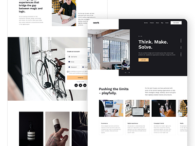 Werk UI Exploration – Bold Ideas, Seamless Execution branding cleanui creativeagency darkmodedesign design designinspiration designsystem dribbbleshots figmadesign graphic design interfacedesign landingpage minimaldesign productdesign uidesign uxui webdesign