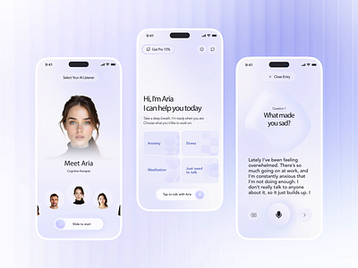 Calmnia – AI-Powered Wellness Mobile App Animation ai app animation clean ui concept interaction mental health app motion design ui ui animation uiux ux