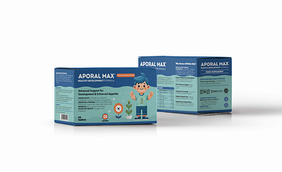 APORAL MAX - Sachet Packaging Design 3d amino acid box design branding calcium custom box dieline essential vitamins kids supplement label design packaging design print file product design product designer product packaging sachet sachet design sachet packaging