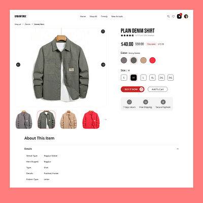 E-commerce product details page UI design clothing website ecommerce website product details page product page ui shop website single product page ui ui ux design web design website design