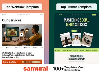Most Popular Webflow and Framer Templates (SAMURAI+) branding ui