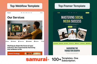 Most Popular Webflow and Framer Templates (SAMURAI+) branding ui
